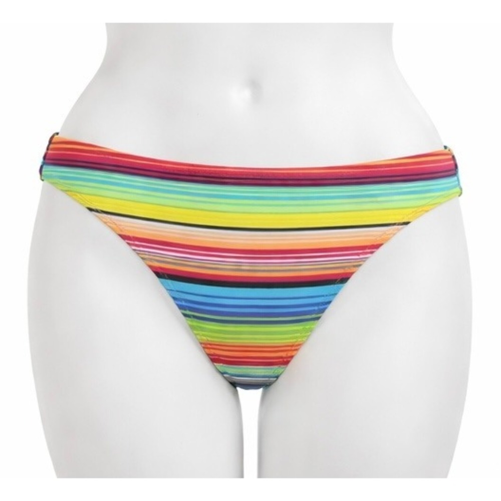 Arizona Jean Co Bikini‎ Bottom L Rainbow Striped Reversible Swimwear NWT